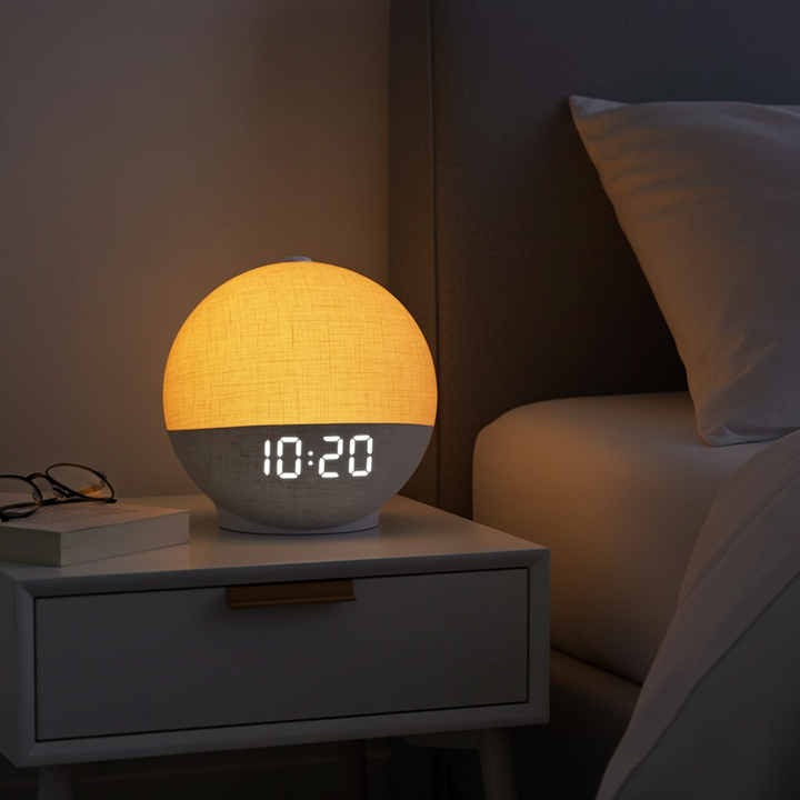 Réveil simulateur aube bruit blanc LED - 30 sons relaxants Bluetooth