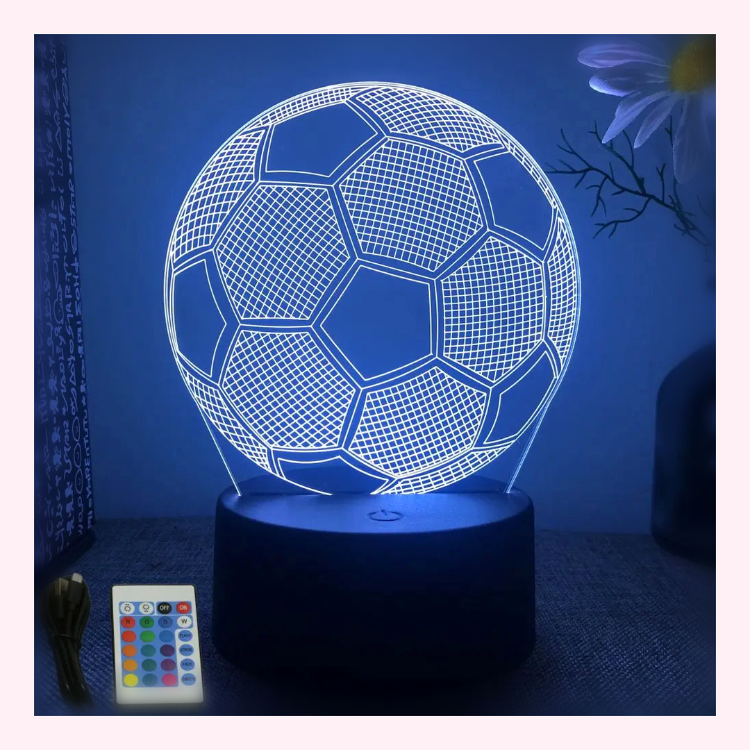 Veilleuse 3D Ballon de Football - Lumière LED 7 Couleurs - Modèle 5 - LumiCoeur