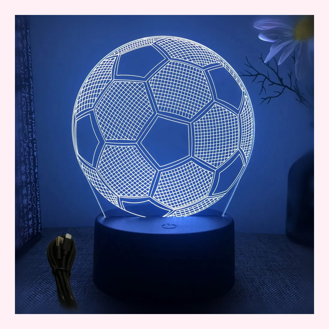 Veilleuse 3D Ballon de Football - Lumière LED 7 Couleurs - LumiCoeur
