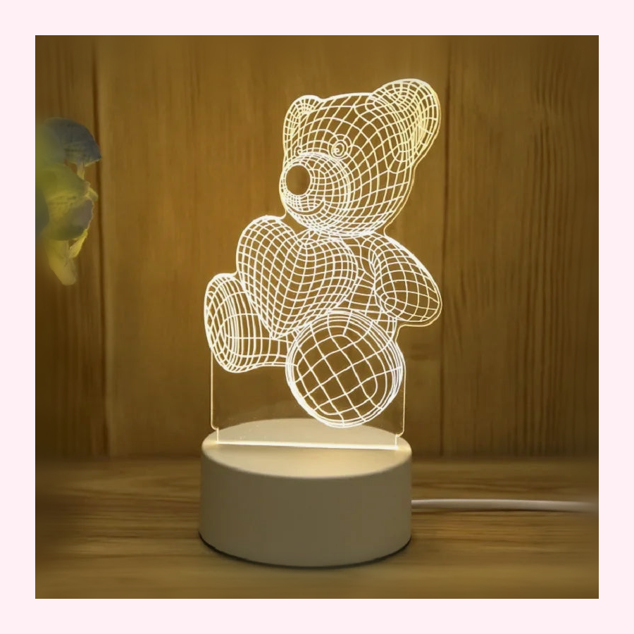 Veilleuse Ours LED - Lampe Enfant - Modèle 4 - LumiCoeur