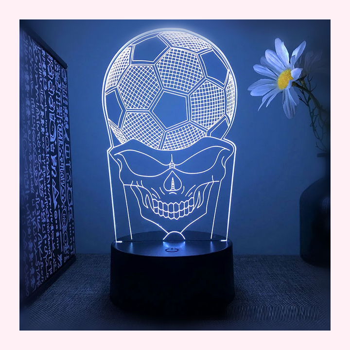 Veilleuse 3D football crâne LED 16 couleurs tactile - LumiCoeur