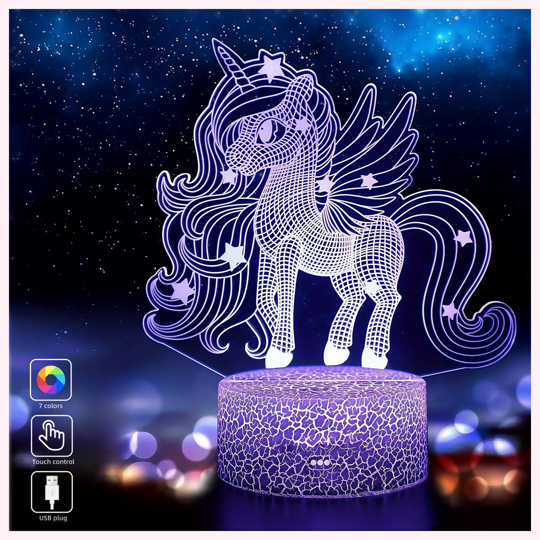 Veilleuse Licorne Tactile 3D - Lampe Enfant - LumiCoeur