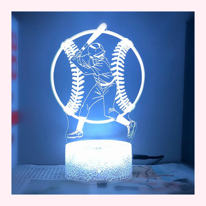 Veilleuse 3D Baseball Multi-Sports LED Tactile - Modèle 2 - LumiCoeur