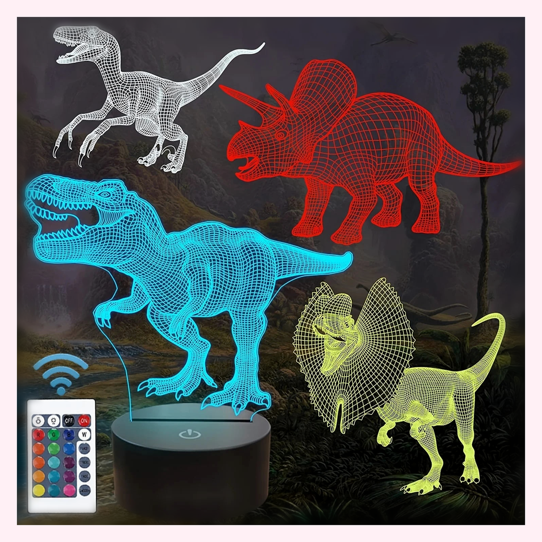 Veilleuse Dinosaure LED 3D - Lampe Enfant - Modèle 4 - LumiCoeur