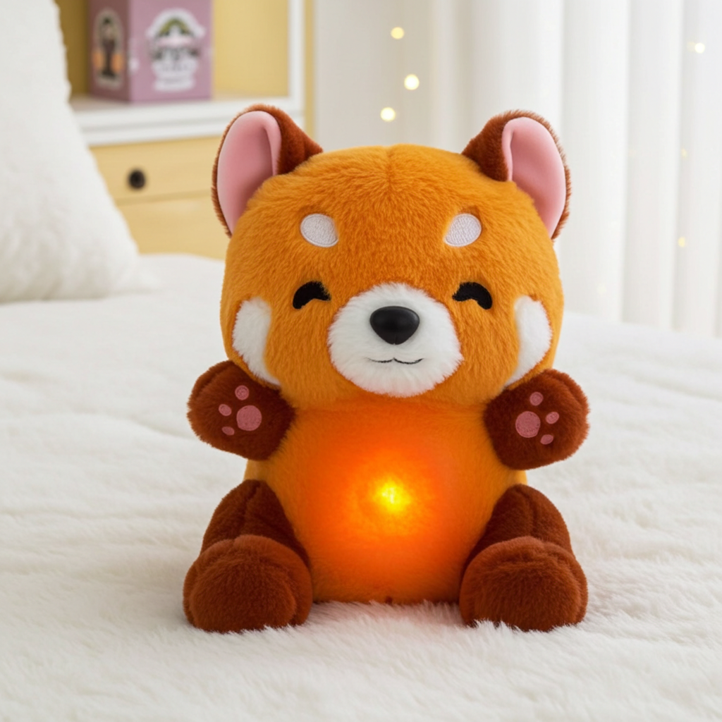 Peluche veilleuse panda roux LED musicale