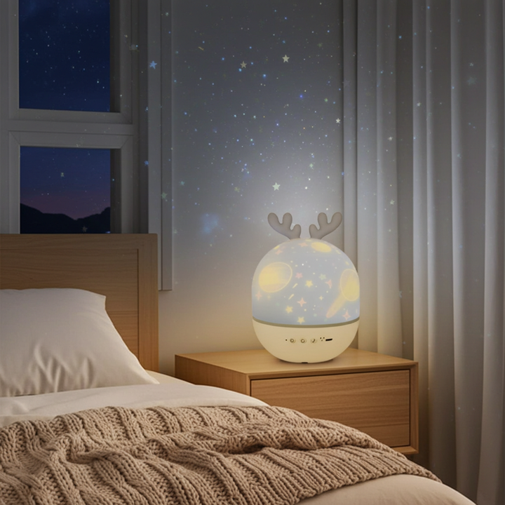 Veilleuse projecteur etoiles cerf LED - 3 disques