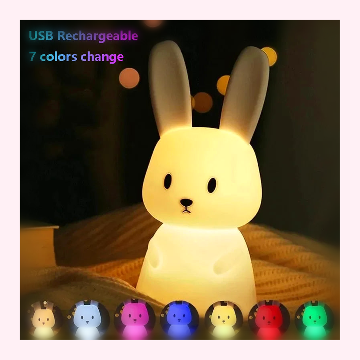 Veilleuse Lapin LED Rechargeable - Lampe Enfant - Modèle 2 - LumiCoeur