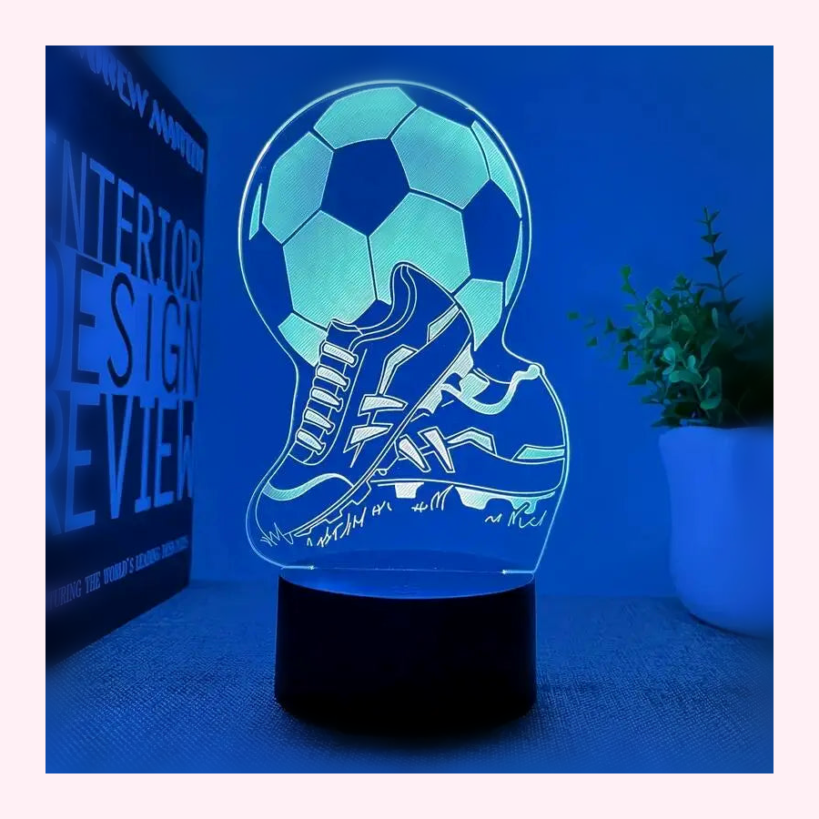 Veilleuse 3D Ballon de Football - Lumière LED 7 Couleurs - LumiCoeur