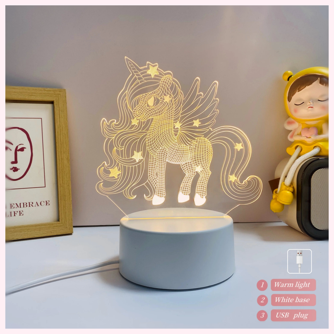 Veilleuse Licorne Tactile 3D - Lampe Enfant - Modèle 2 - LumiCoeur