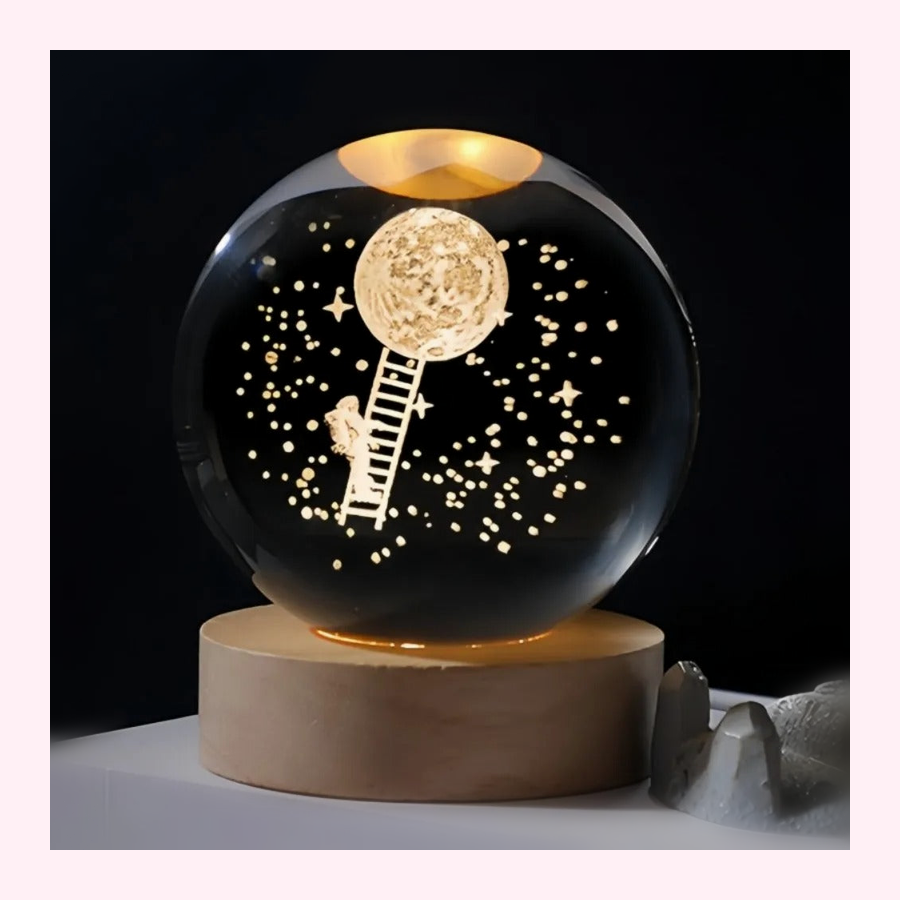 Veilleuse boule de cristale lune - LumiCoeur
