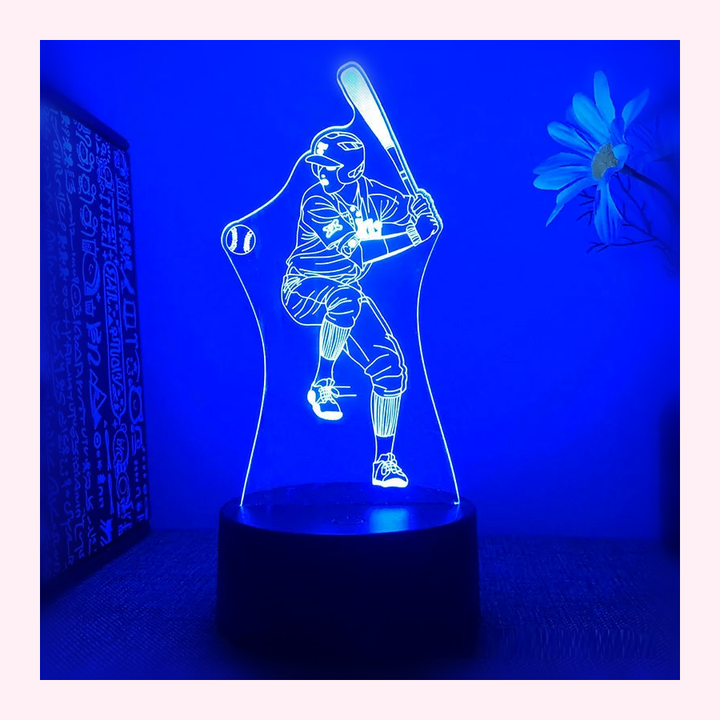 Veilleuse 3D Baseball Multi-Sports LED Tactile - LumiCoeur