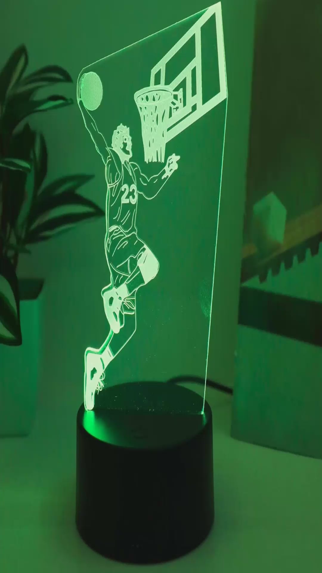Veilleuse basketball dunk 3D LED 7 couleurs - démonstration des couleurs