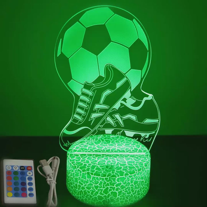 Veilleuse football crampon 3D LED 16 couleurs - démonstration des couleurs
