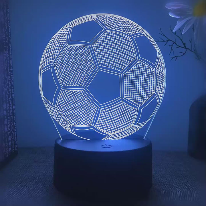Veilleuse ballon de football 3D LED 16 couleurs - démonstration des couleurs