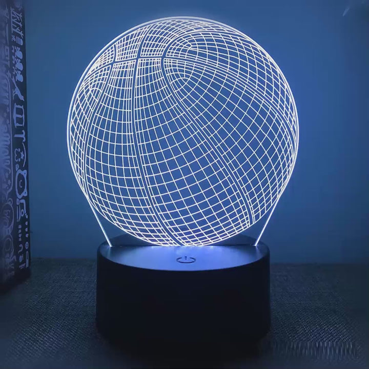 Veilleuse basketball 3D LED 16 couleurs - démonstration des couleurs