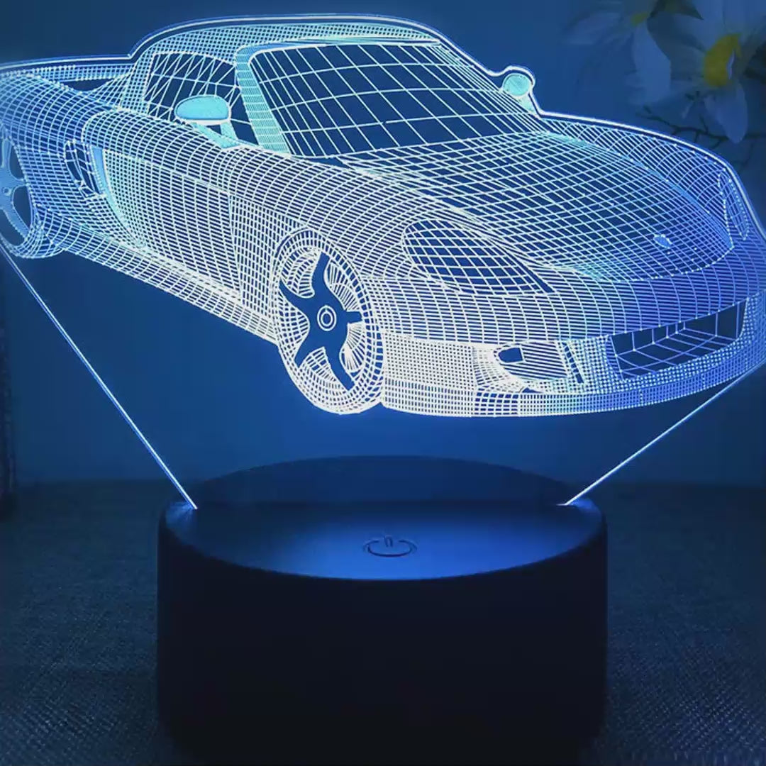Veilleuse supercar 3D LED 16 couleurs - démonstration des couleurs