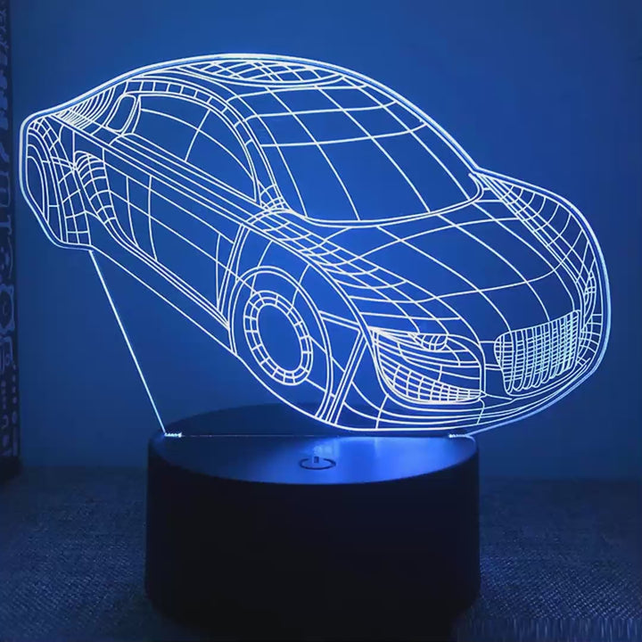 Veilleuse supercar coupé 3D LED 16 couleurs - démonstration des couleurs