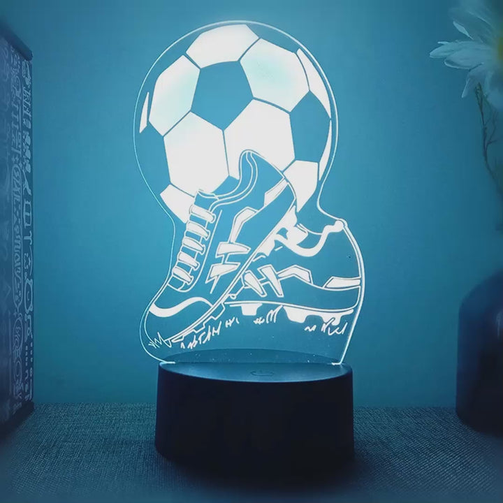 Veilleuse football ballon et crampon 3D LED 16 couleurs - démonstration des couleurs