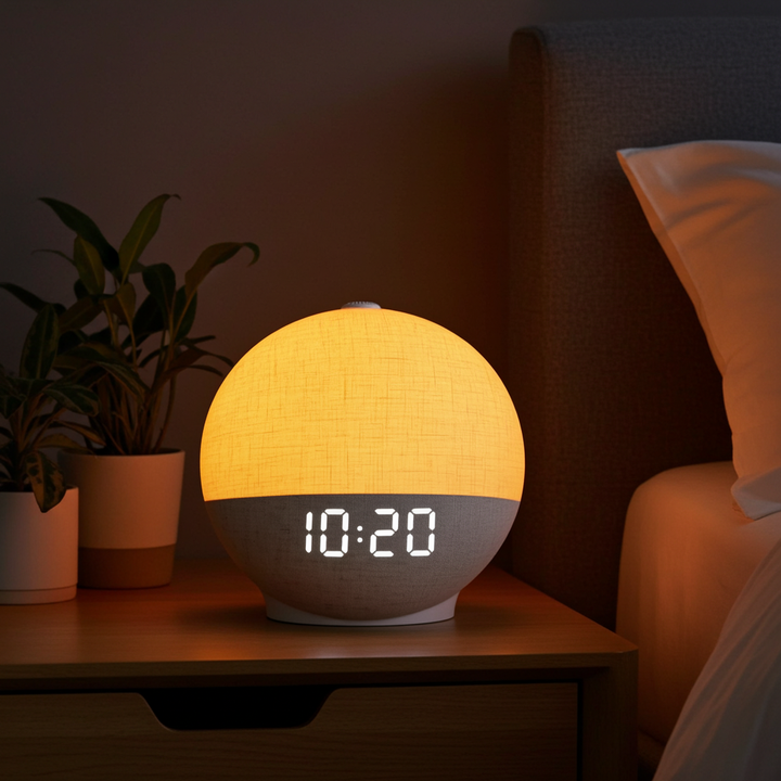 Réveil simulateur aube bruit blanc LED - 30 sons relaxants Bluetooth